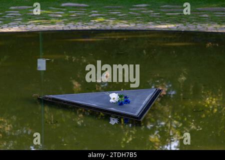 A picture of the pond at the Memorial to the Sinti and Roma Victims of National Socialism. Stock Photo