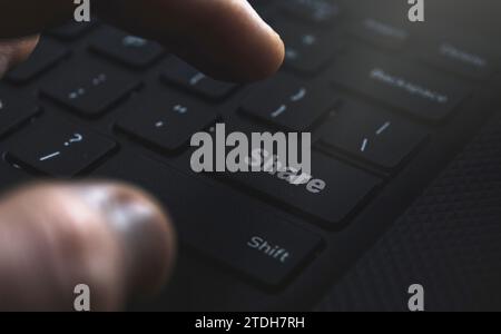 Share button on keyboard. Concept on sharing content at internet Stock Photo