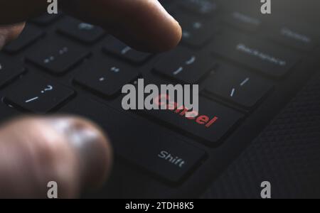 Clicking cancel button on keyboard Stock Photo