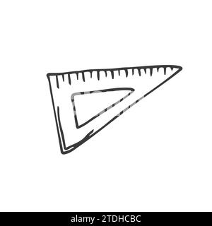 Triangle ruler doodle. Back to school elementary study symbol. isolated vector Stock Vector