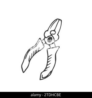 Plier doodle icon in vector. Hand drawn plier icon Stock Vector