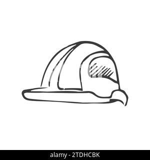 Engineer helmet hand drawn outline doodle icon. Hard hat vector sketch illustration for print, web, mobile and infographics isolated on white backgrou Stock Vector