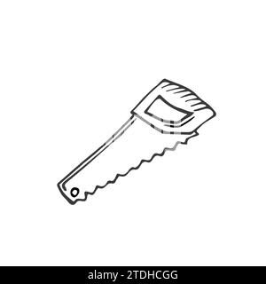 Doodle saw icon in vector. Hand drawn saw icon in vector. Doodle illustration in line Stock Vector