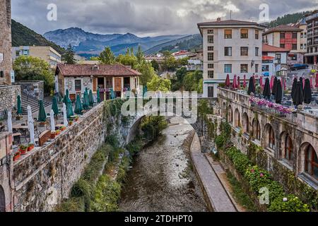 Potes, Cantabria, Spain 08 04 2023: Potes village, general view. In Potes, Liebana valley, Cantabria community, Spain. Stock Photo