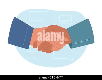 Hand Shake Gesture Hand Drawn Flat Concept Illustration Stock Vector