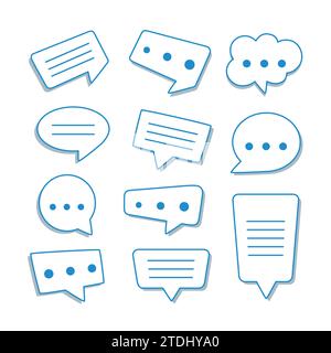 Set of Hand Drawn Doodle Speech Bubble Icons for Flat Design Element Stock Vector