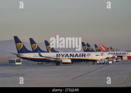 Orio Al Serio Bergamo airport, fleet of Ryan Air aircraft, main Italian airport Stock Photo