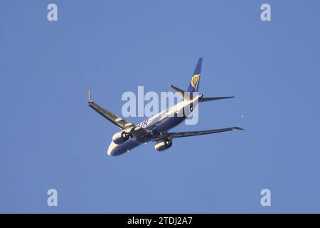 Plane taking off from Orio al Serio airport in Bergamo, Italy Stock Photo