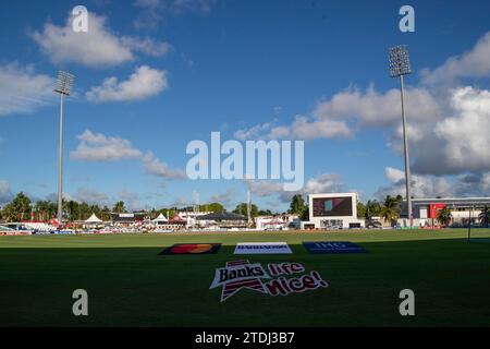 A general view of the Party Stand and the main scoreboard during the 1st CG United T20 International match between West Indies and England at the Kensington Oval, Bridgetown on Tuesday 12th December 2023. (Photo: Mark Fletcher | MI News) Stock Photo