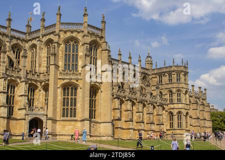 15 June 2023 Part of the gardens and towers of the ancient Windsor Castle Royal residence in the town of Windsor in Berkshire England Stock Photo