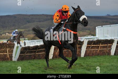 Racing at Cheltenham Day 2 of the Christmas Meet   Race 6 The Albert Bartlett Novice Hurdle    Kerryhill ridden by Adam Wedge jumps the last     Pictu Stock Photo
