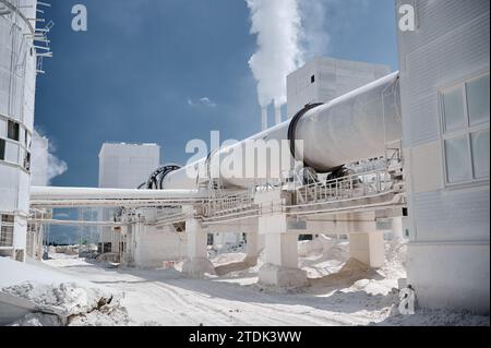 Tubular rotary furnace for processing construction materials Stock Photo