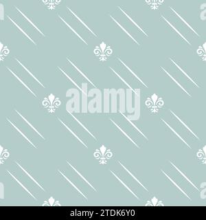 Orient classic pattern. Seamless abstract light blue and white background with diagonal lines and royal lilies. Orient pattern. Ornament for wallpapers and packaging Stock Photo