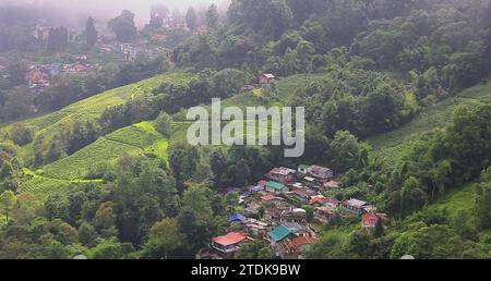 Foggy And Cloudy Lush Green Himalayan Foothills And Mountain 