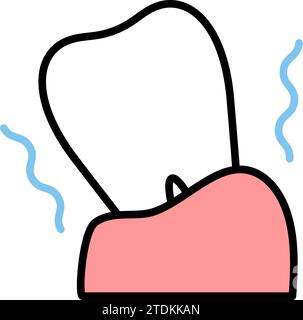 Dental: Image icon of wobbly teeth due to periodontal disease, simple line drawing, Vector Illustration Stock Vector