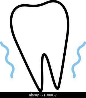 Dental: Image icon of wobbly teeth due to periodontal disease, simple line drawing, Vector Illustration Stock Vector