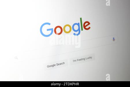 Undated file photo of the Google homepage. Google has launched an upgrade to its artificial intelligence (AI) chatbot, Bard, in the UK as part of the global roll-out of its next-generation model designed to rival OpenAI's ChatGPT. The US tech giant and its London-based Deepmind division unveiled its long-promised new foundation model, Gemini, in Bard across the US and in more than 170 countries earlier this month, but had initially delayed the launch in the UK. Issue date: Tuesday December 19, 2023. Stock Photo