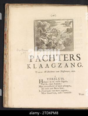 Val Van Phaethon, Anonymous, 1748 The fall of the Phaëthon solar car. Illustration on p. 16, the lagging sinks, part of: The sad tenant by Jan Wenal about the tenant riot in 1748. Print Maker: Northern Netherlands Publisher: Harderwijk paper etching / engraving / letterpress printing  Amsterdam The fall of the Phaëthon solar car. Illustration on p. 16, the lagging sinks, part of: The sad tenant by Jan Wenal about the tenant riot in 1748. Print Maker: Northern Netherlands Publisher: Harderwijk paper etching / engraving / letterpress printing  Amsterdam Stock Photo