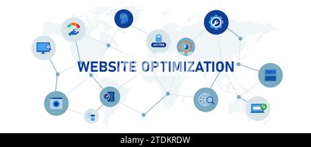 Website optimization performance speed concept banner header connected icon set symbol illustration Stock Vector