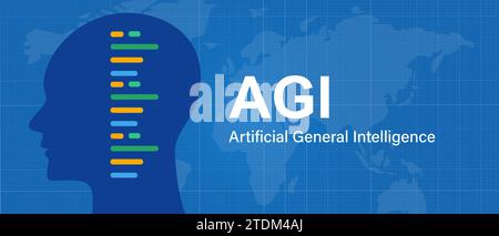 AGI artificial general intelligence concept technology Stock Vector