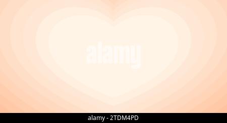 Monochrome Horizontal Background of Heart-Shaped Tunnel with a nice Peach color. Trendy Vector Illustration in Retro 60s, 70s Style. Stock Vector