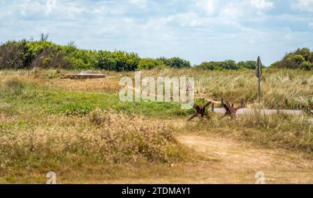 Scenery at Utah Beach which was one of the five areas of the Allied invasion of German-occupied France in the Normandy landings on 6 June 1944, it is Stock Photo