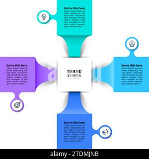 Infographic template with icons and 4 options or steps. Abstract square. Can be used for workflow layout, diagram, banner, webdesign. Vector illustrat Stock Vector