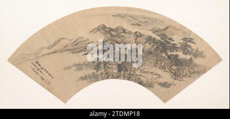 Landscape in the Style of Yan Wengui 1913 by Wang Hui Stock Photo