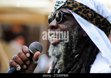 Carlos Djedje who is regarded as the father of African reggae performing at the Marula Festival in Tzaneen Limpopo in 2023. Stock Photo