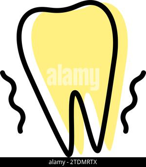 Dental: Image icon of wobbly teeth due to periodontal disease, simple line drawing, Vector Illustration Stock Vector