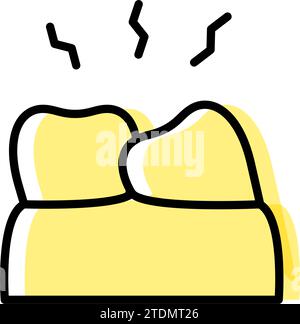Dental: image icons of toothache and wisdom teeth, simple line drawing ...