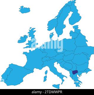 Location map of the REPUBLIC OF NORTH MACEDONIA, EUROPE Stock Vector