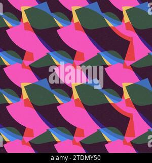 Risograph print style seamless pattern vector illustration Stock Vector