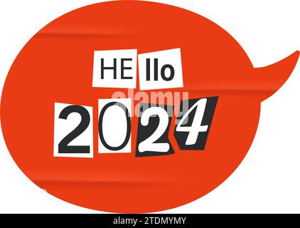 Hello 2024 modern grunge sticker vector illustration Stock Vector