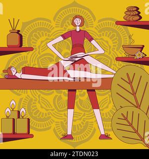 Anti cellulite massage with professional massage therapist in spa. Overweight treatment, body sculpting.Isolated flat vector illustration. Stock Vector