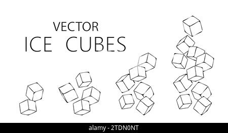 Ice sugar cubes set vector illustration isolated Stock Vector