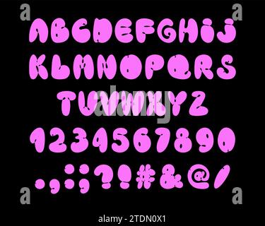 Pink bubble alphabet graffiti font vector illustration Stock Vector