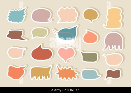 Speech bubble pastel stickers set vector illustration Stock Vector