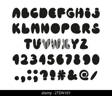 Bubble alphabet graffiti silhouette font vector illustration Stock Vector