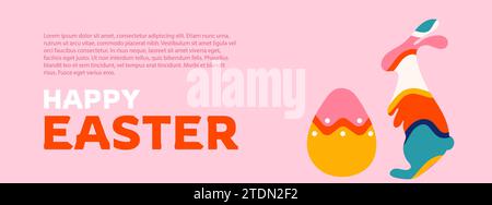 Happy Easter background with bunny and egg vector illustration Stock Vector