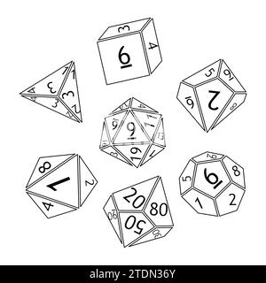 Set of dnd dice rpg tabletop games vector illustration Stock Vector