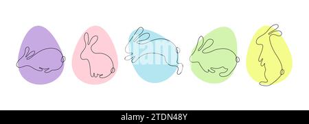 Set of Easter bunny rabbits eggs vector illustration Stock Vector