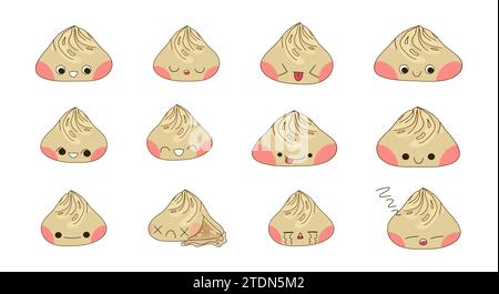 Xiao Long Bao set of dumpling characters vector illustration  Stock Vector