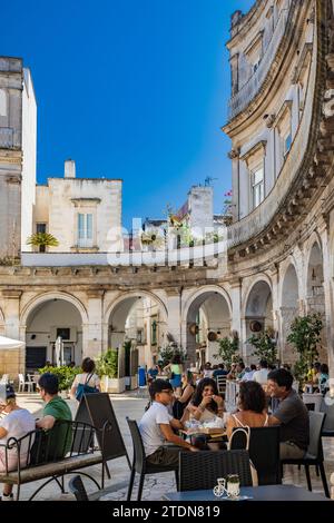 August 18, 2023 - Martina Franca, Taranto, Puglia, Italy. Village with baroque architecture. The beautiful Piazza Plebiscito, with its characteristic Stock Photo