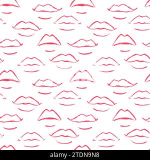 Seamless red leaps pattern hand painted with ink brush on white background. Vector illustration Stock Vector