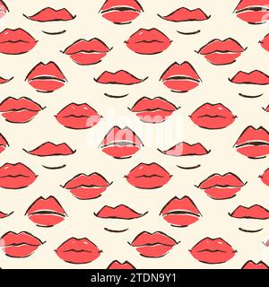 Seamless red leaps pattern hand painted with ink brush on white background. Vector illustration Stock Vector