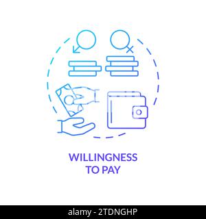 Thin line simple gradient willingness to pay icon concept Stock Vector