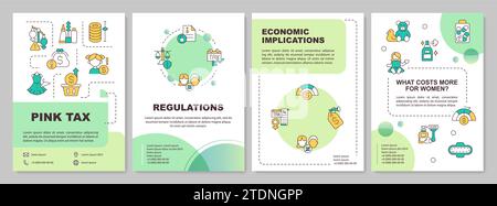 2D brochure with pink tax gradient icons Stock Vector