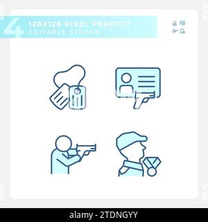 Editable blue simple weapons icons collection Stock Vector