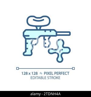 2D thin linear pixel perfect simple blue paintball icon Stock Vector